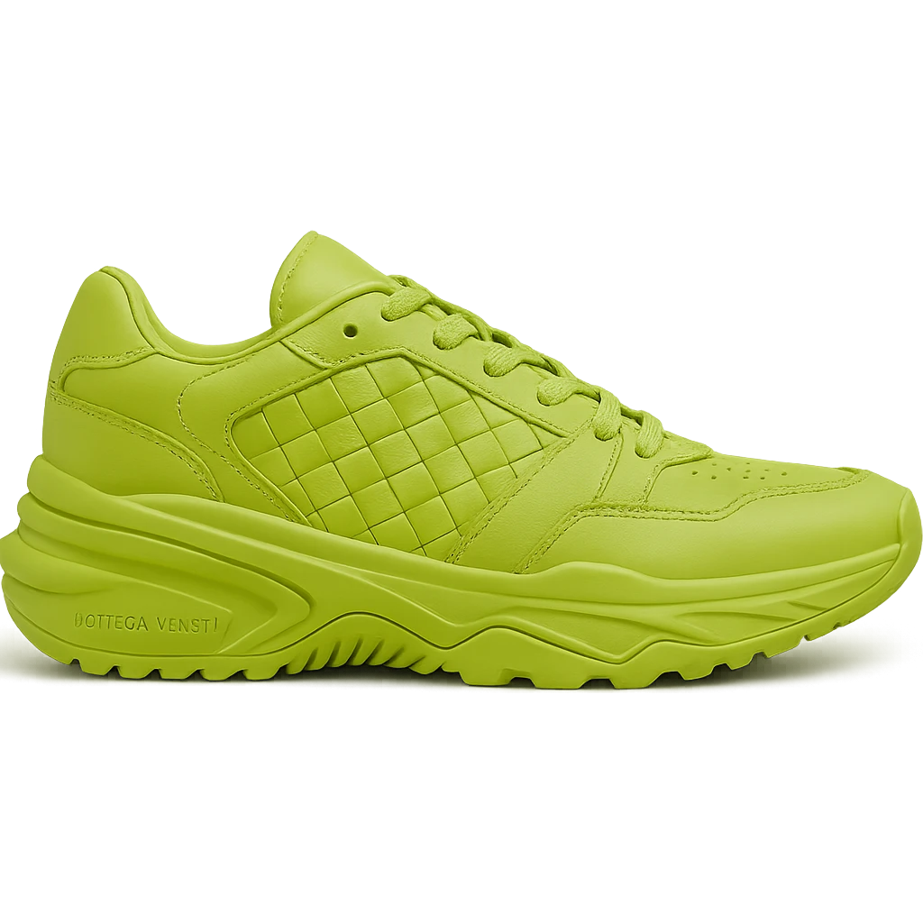 Bottega Veneta Orbit sneaker, side view, signature intrecciato weave, bold and contemporary, high-end footwear emoji
