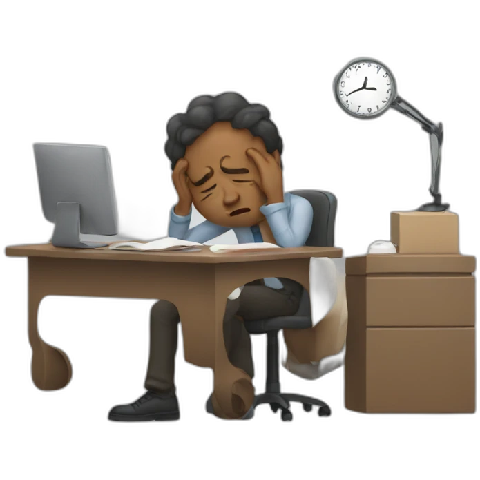 tired man trying to work emoji