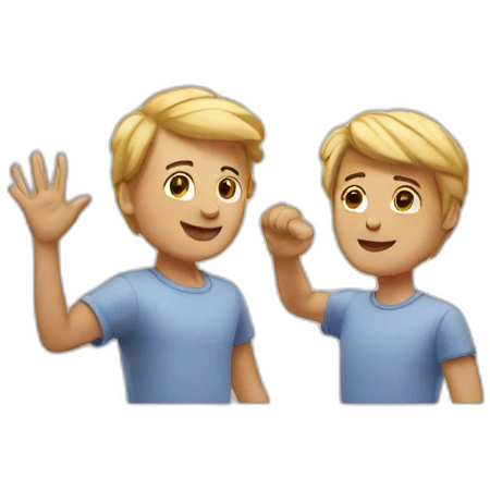 two white friends waving their arms emoji