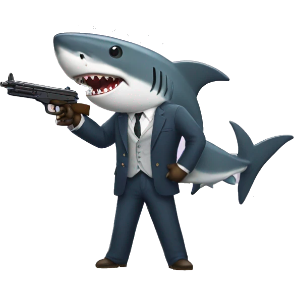 Shark with a gun and suit emoji