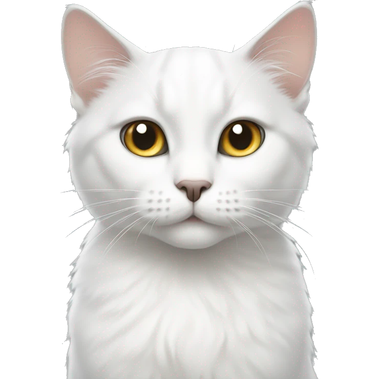 White cat with grey smudge on top of head emoji