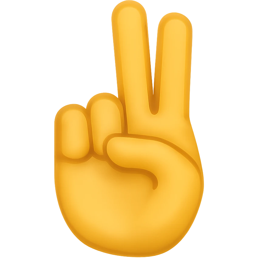 Recreate this exact hand and finger pose in normal emoji style with transparent background and white nails. Match the finger and hand position as closely as possible. Variant 3 with subtle skin tone variation. emoji