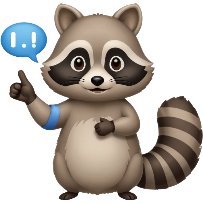 calm raccoon mascot pointing to text bubble, soft gesture, minimalistic, rounded shapes, educational assistant vibe, supportive expression emoji