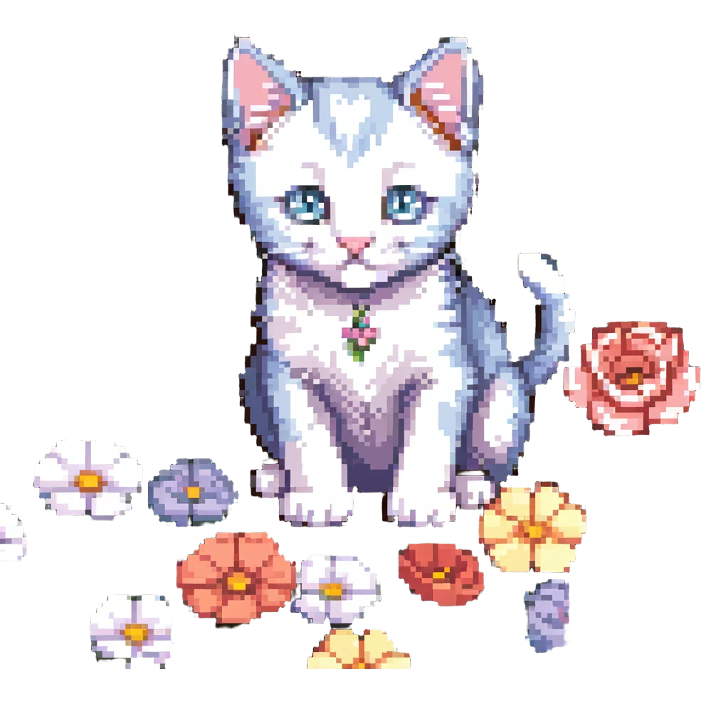Kitten and flowers emoji