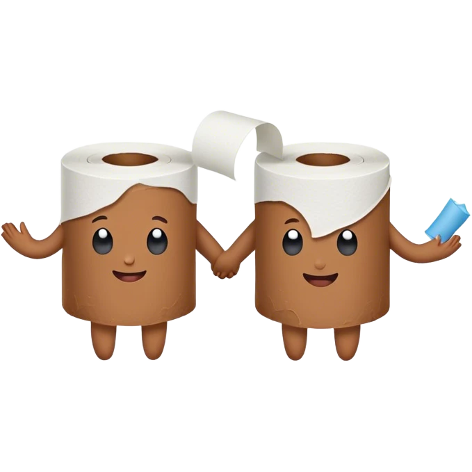 toilet paper standing and holding hands with poo emoji