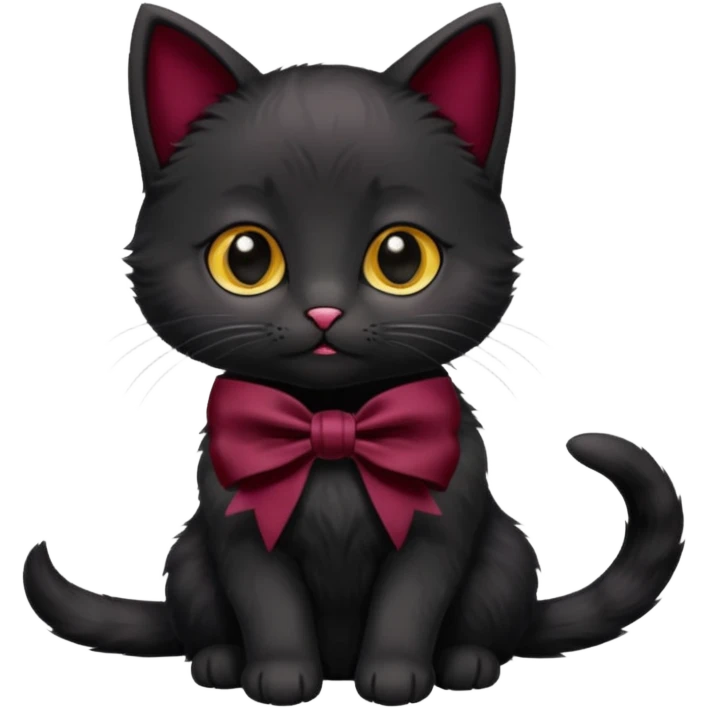 black kitten with a burgundy knot emoji
