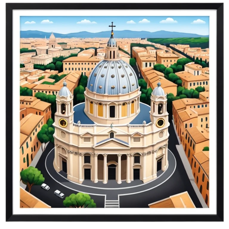 saint peter's church rome no frame, aereal view from up emoji