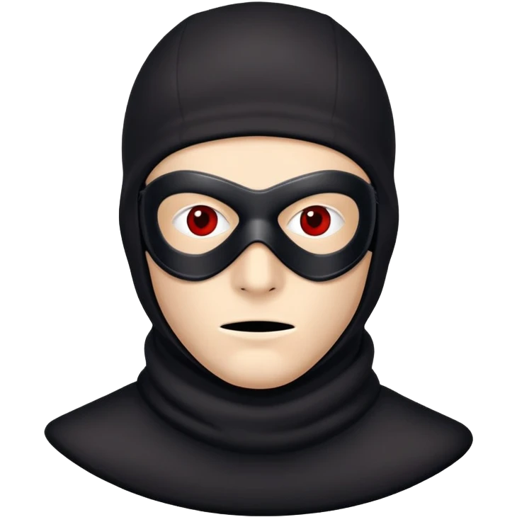 sinister-looking robber with black and red ski mask emoji