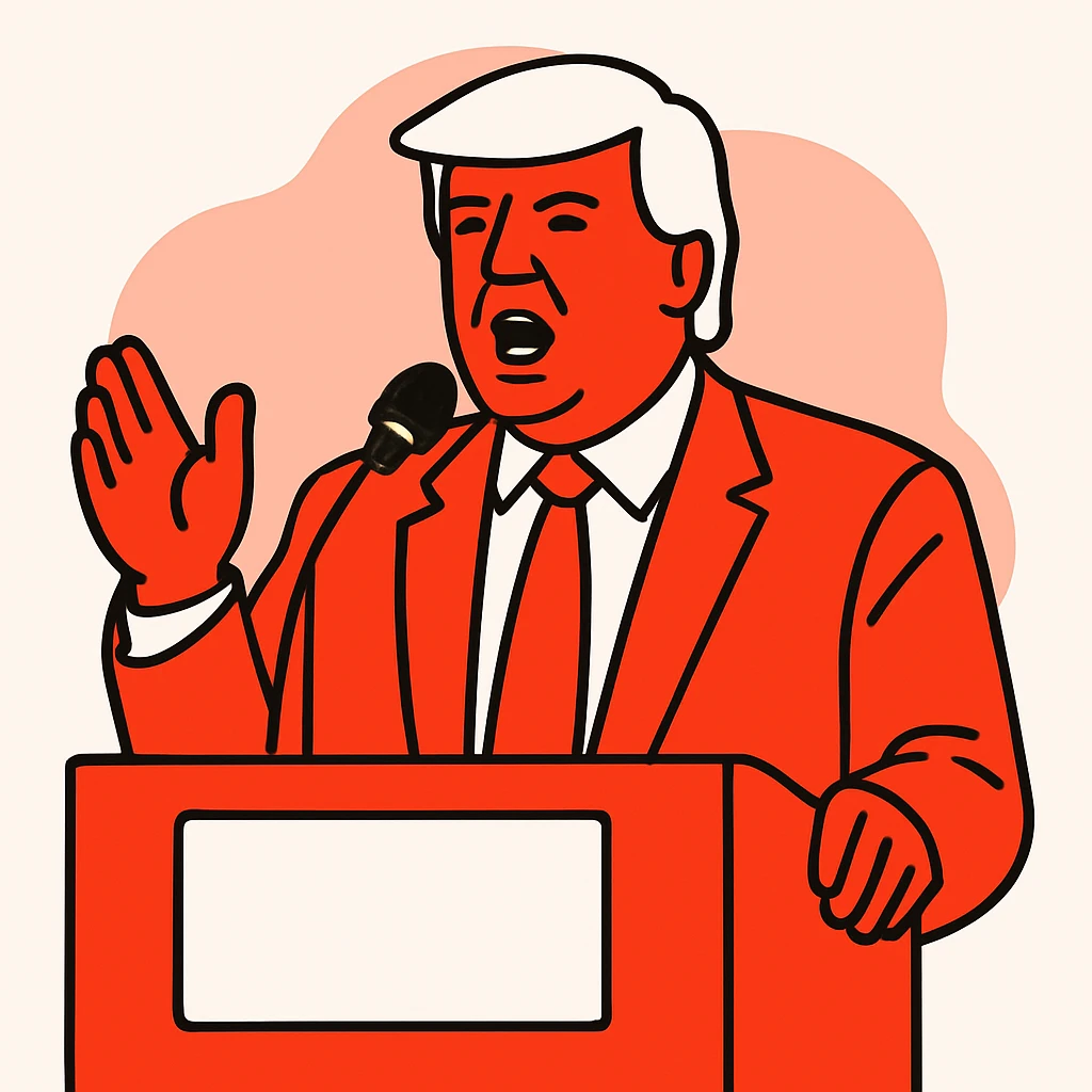 Donald Trump speaking at a rally emoji