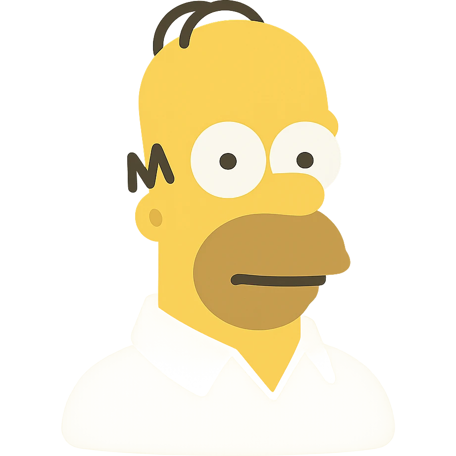 Homer Simpson lineal color icon, flat colors, minimal details emoji