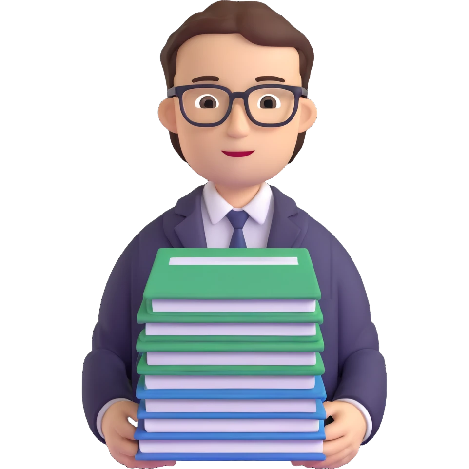accountant with glasses and stack of papers emoji