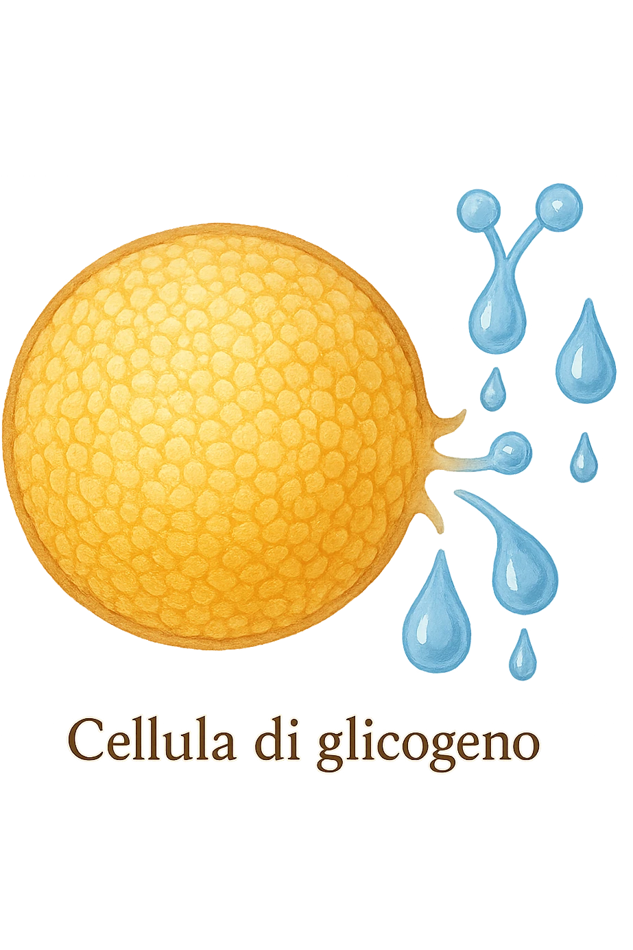 cellula di glicogeno che si svuota di acqua emoji
