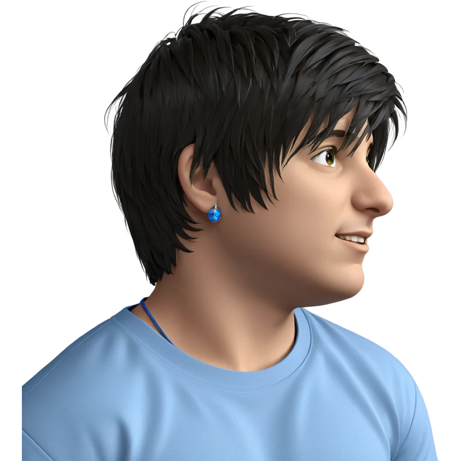 boy with blue shirt and earrings emoji
