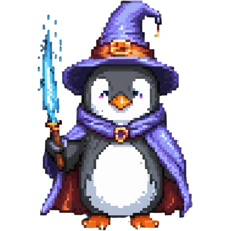 Penguin wizard casting magic spells emoji