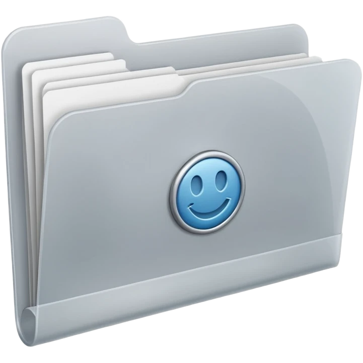 A **simple emoji-style icon** of a **frosted light-gray plastic folder** with **rounded corners**, **elastic string and button closure**, slightly translucent, clean front, subtle shading, and a small tax/forms symbol in one corner.
 emoji