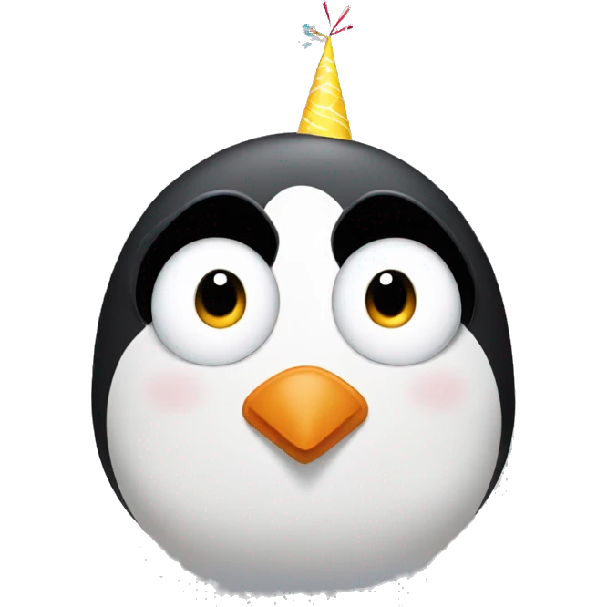 Combine penguin with birthday party face emoji