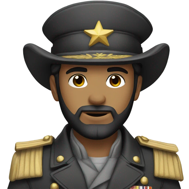 Young light skin four star general with dark beard emoji