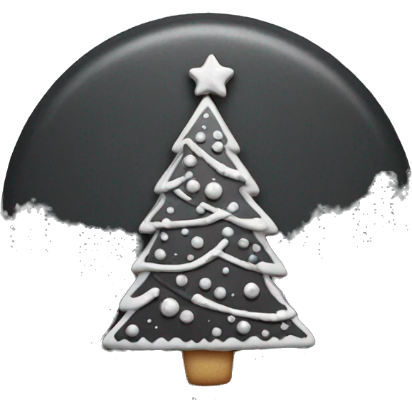 Black and silver Christmas tree cookie  emoji