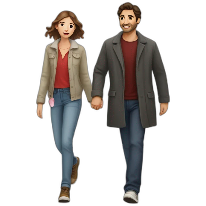 Valentin Demé and Faustine fleuret walking emoji