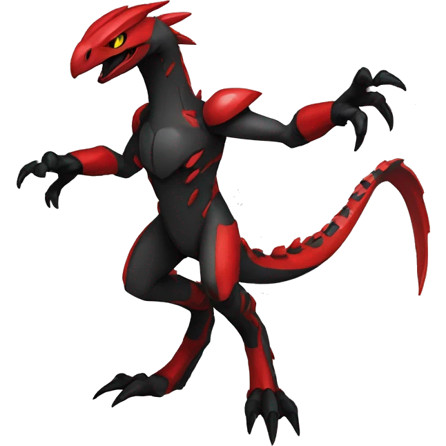  Cool Edgy Godly Futuristic Black Red Digimon-Fakemon-Raptor-Reptile full body emoji