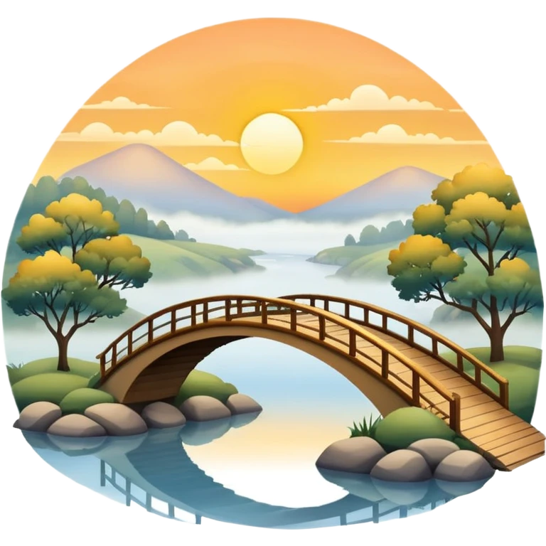 sunrise landscape with a bridge and mist emoji