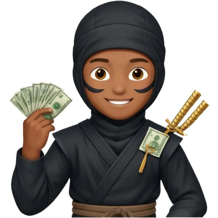 Niño ninja con dinero emoji