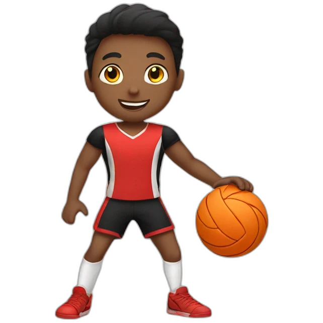 Boys playing volleyball in red and black emoji