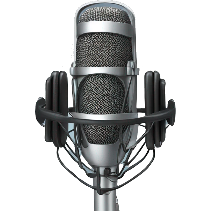 A studio condenser microphone with a headphone around emoji
