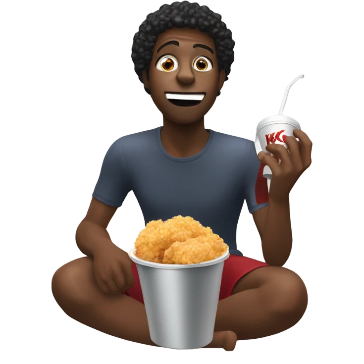 Black person eating KFC bucket emoji