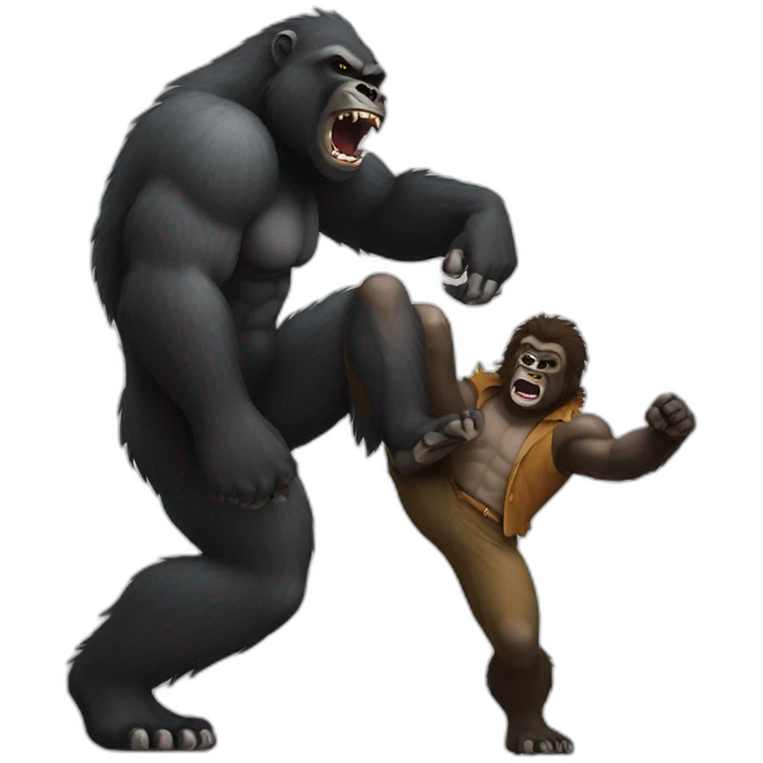 Werewolf fighting a Gorilla emoji