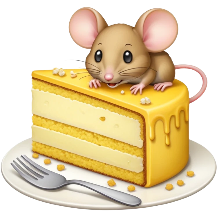 mouse eating yellow cake emoji