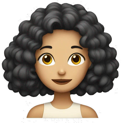 Una chica con pelo mono con una almohada emoji