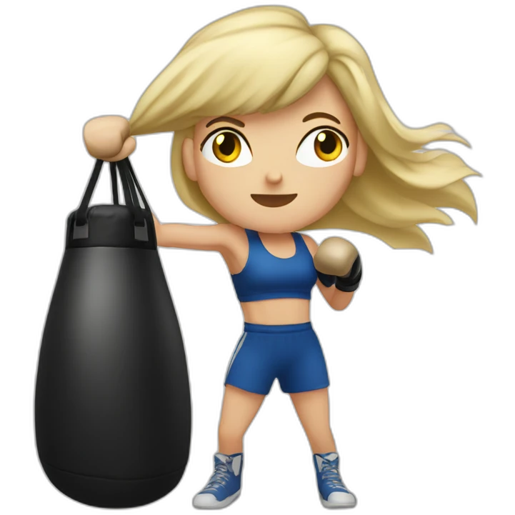 white blonde girl punching a boxing bag emoji