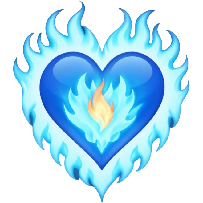Blue flames in the shape of a heart  emoji