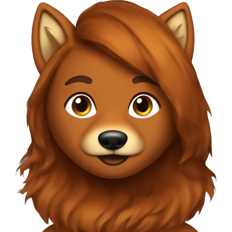 Fox with brown human hair emoji