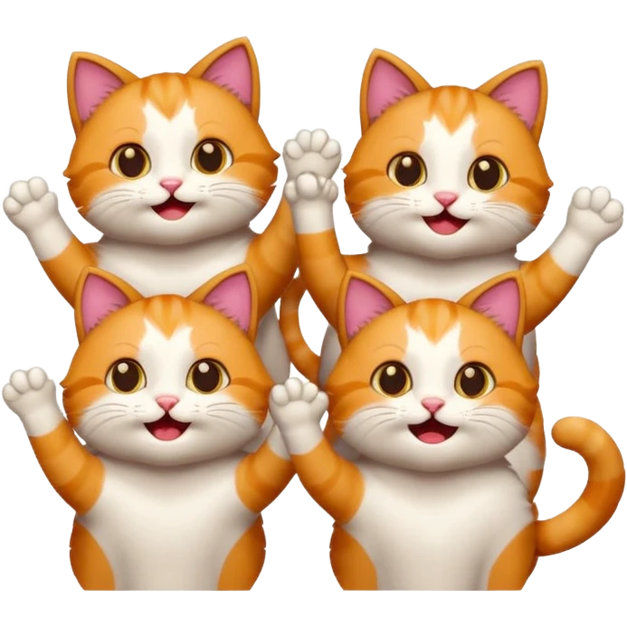 four happy cats high cheering emoji
