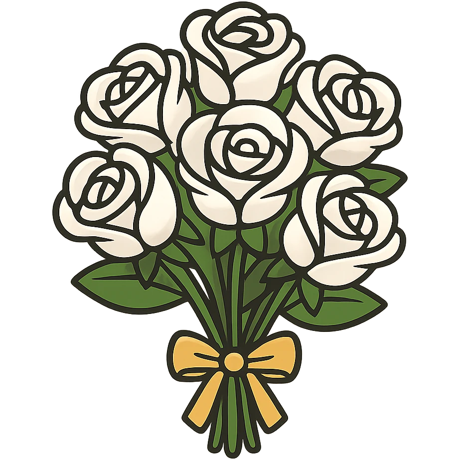 flat toon bouquet of white roses emoji
