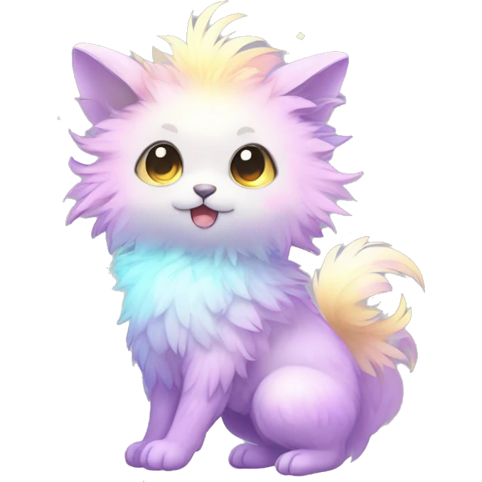 Shiny Sparkly Colorful Pastel Fluffy beautiful fantasy Kawaii Ethereal Sona Fakemon-animal Full Body emoji