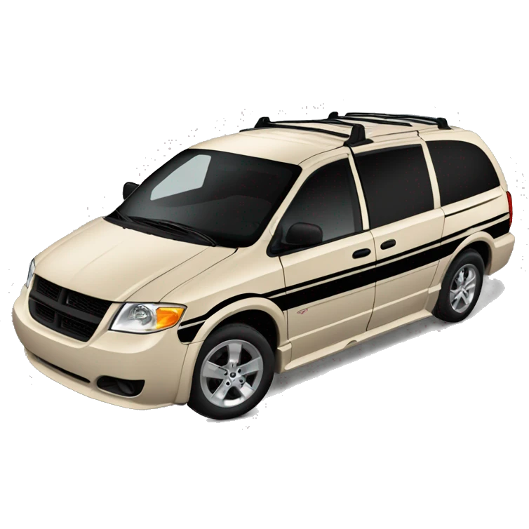 Tan Dodge caravan with black racing stripes emoji