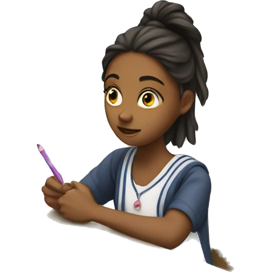 a teenager girl taking an exam emoji