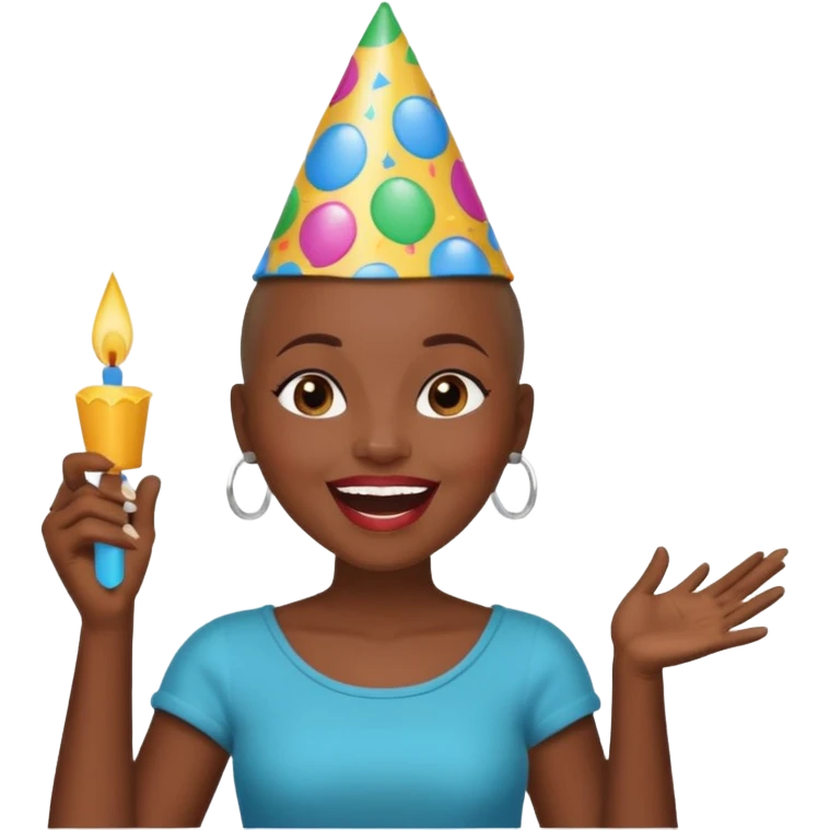 Classic mustang dark women with shaved head sing happy birthday emoji