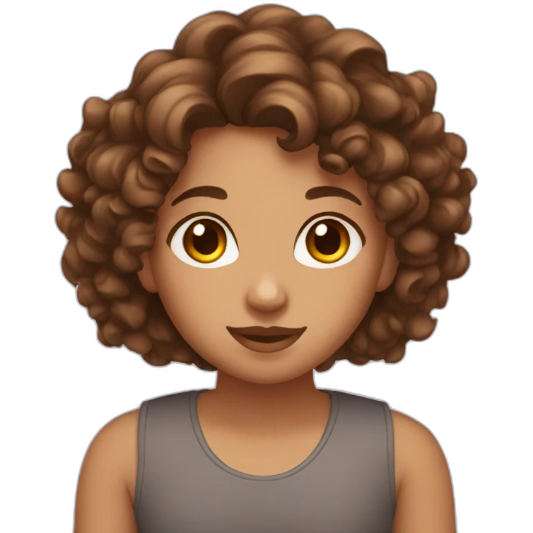 Futty girl with brown curly hair and brown eyes emoji