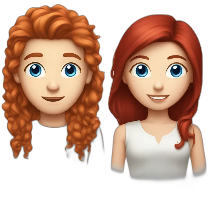 Blue eyed brunette haired boy and red haired girl emoji
