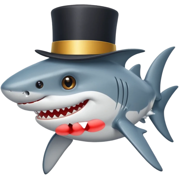 Shark with a top hat emoji