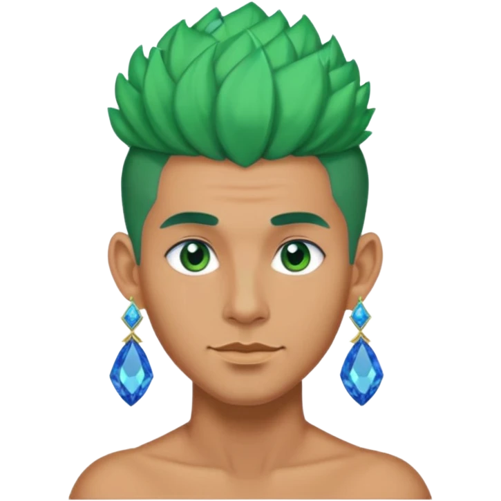 gem lover man with gem accessories excessive amount very big gem earrings green bun hair and blue diamonds  emoji