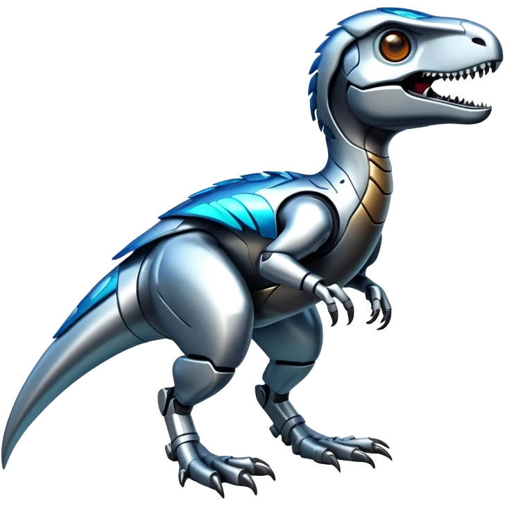 Shiny Futuristic Metallic Glossy Fakemon-Pokemon-Digimon-Spectrobes-Raptor-fusion, full body emoji