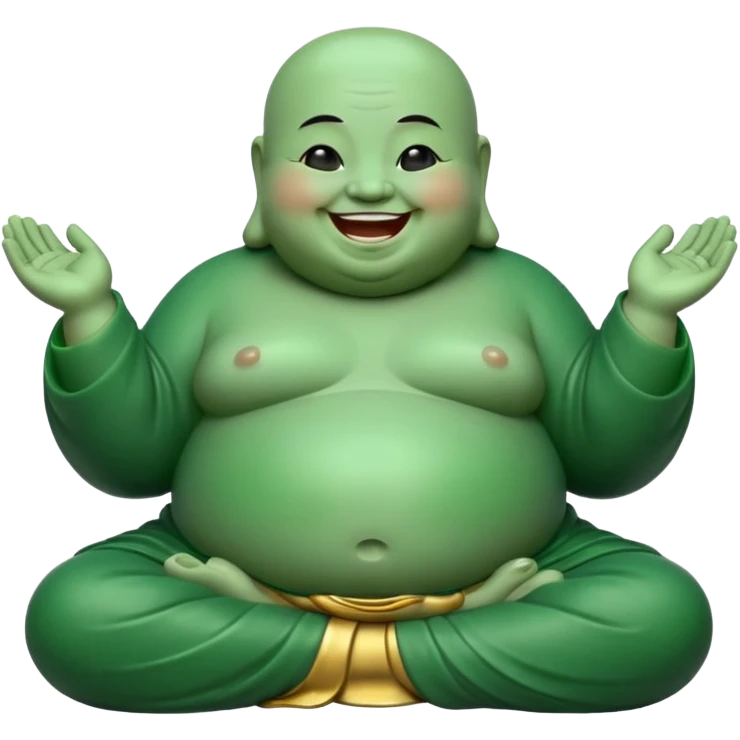 A fat meditating buddha statue jade figure laughing and smiling emoji
