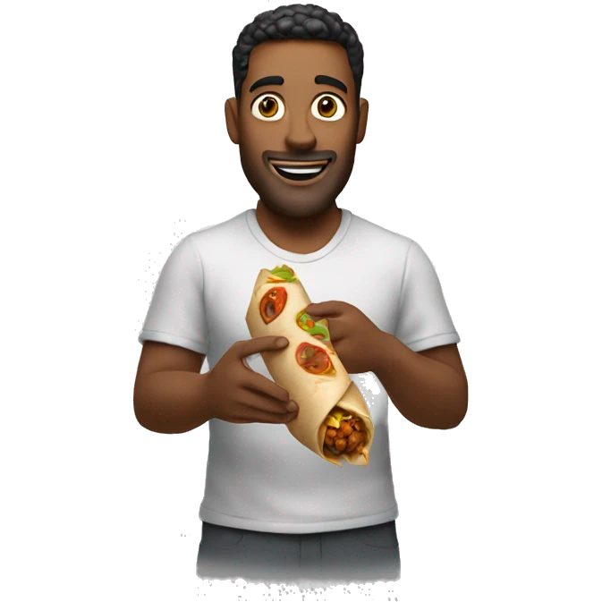 A man holds a shawarma emoji