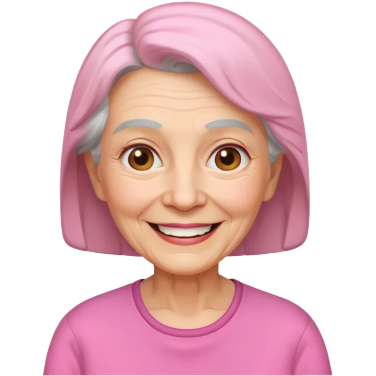 Elderly woman wear pink shirt emoji