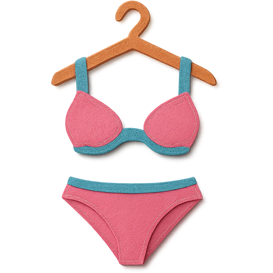 illustration of a bikini on a hanger in paper-craft style emoji